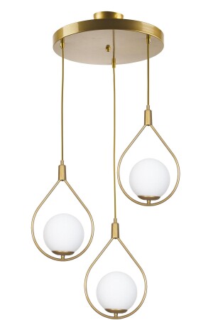 Deco Modern Design Antik Gold Farbe Weiß Glasreihe Wohnzimmer - Küche - Schlafzimmer 3-teiliger Kronleuchter DCO33 - 1