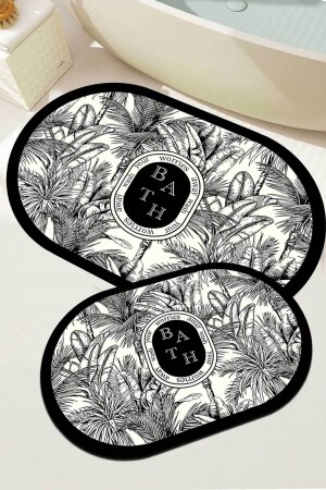 المرحاض غير المنزلق الرقمي الغسيل الأسود الأبيض النباتي المزدوج حمام المرحاض الحمام السجاد حمام الديكور - Decomia Home