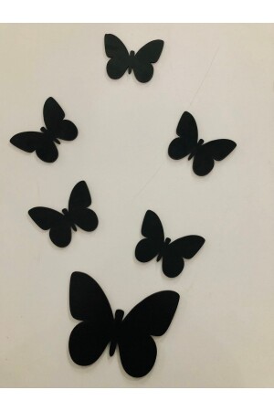 Decorative Wooden 6 Piece Butterfly Wall Ornament Black 50x40 euklbk - 2