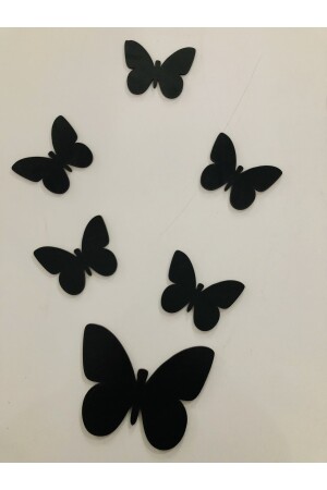 Decorative Wooden 6 Piece Butterfly Wall Ornament Black 50x40 euklbk - 3