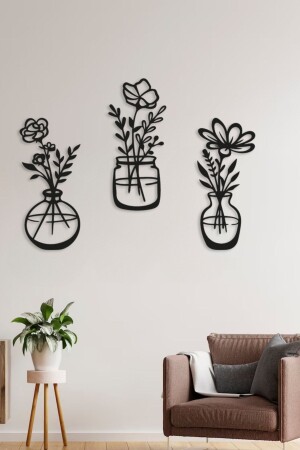 Decovista Ev Ofis Mutfak Ve Banyo Için Ahşap Dekoratif Duvar Vazo Çiçekler Vase 35x15cm - Decovista