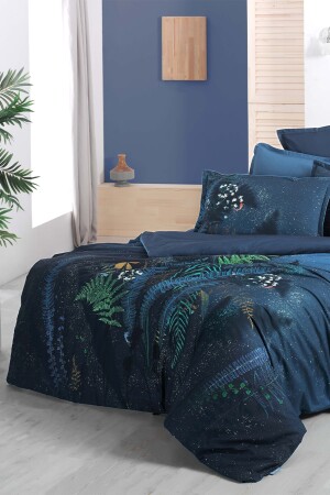 Deep Blue Blue Single 100% Cotton Fancy Popeline Duvet Cover Set SAREV. 3180609001 - 2