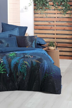 Deep Blue Blue Single 100% Cotton Fancy Popeline Duvet Cover Set SAREV. 3180609001 - 4