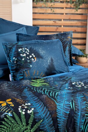 Deep Blue Blue Single 100% Cotton Fancy Popeline Duvet Cover Set SAREV. 3180609001 - 5