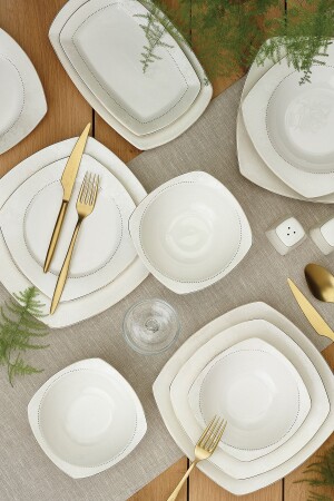Defne 60 Parça 12 Kişilik Porselen Yemek Takımı Gold 600.15.01.0845 - Emsan