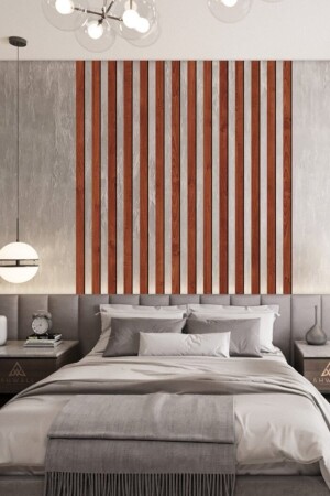 Dekorasyon Ahşap Şerit Duvar Panelleri Duvar Çıtası Iskandinav Ceviz Kahverengi (5 ADET) - Evdeucuz