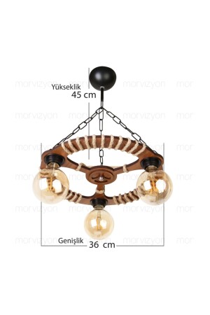 Dekoratif 3 Lü Ahşap Avize - M258 - 8