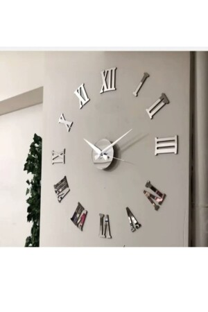 MNZ-Dekorative 3d Wall Clock Plexiglass Mirror رقم روماني حجم كبير - Otantik