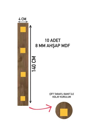 Dekoratif Ahşap Görünümlü Mdf Duvar Çıtası Duvar Paneli 1 Paket (10 ADET) 4*140 Cm - 5