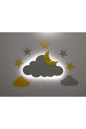 Dekoratif Ahşap Işıklı Bulut Çocuk Odası Gece Lambası - 1