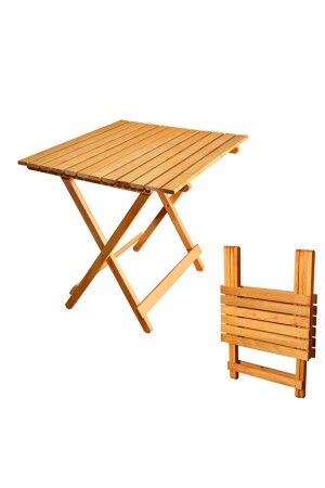 Dekoratif Ahşap Katlanır Masa Piknik Balkon Masası 70cm X 60cm 420000129 - 3