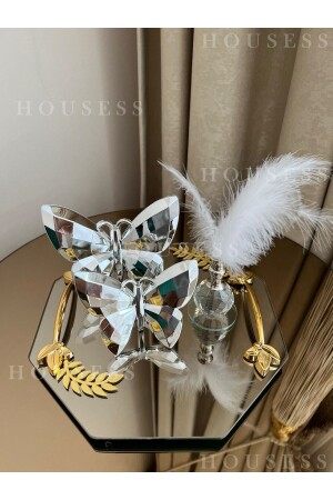 MNZ-مزينة مرآة ورقة التفاصيل وعلبة الفضة الفراشة الفضة واحدة HSS-YPRK02 - Housess