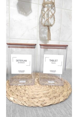 Dekoratif Banyo Düzenleyici Ahşap Kapak Tablet Ve Deterjan Saklama Kabı 2 Lt 8478956216 - 7