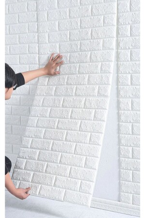Dekoratif Beyaz Kendinden Yapışkanlı Esnek Köpük Duvar Kağıdı Paneli 3d Boyutlu Tuğla Desen - 5
