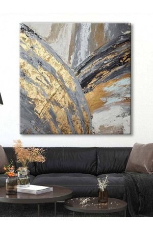 Dekoratif Gold Abstract Kanvas Tablo - Voov2200 VOOV2200 - 2