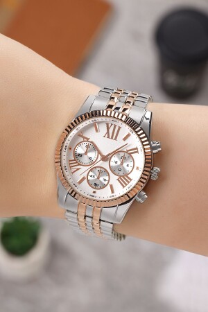 Dekoratif Göstergeli Rose-gümüş Metal Kordon Unisex Kol Saati PLUM004 - Polo55