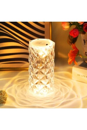 Dekoratif Gül Yansımalı 4.5cm X 7.5cm Kristal Masa Lambası Gece Lambası Abajur Ev Dekor - 5