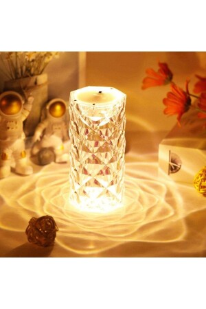 Dekoratif Gül Yansımalı 4.5cm X 7.5cm Kristal Masa Lambası Gece Lambası Abajur Ev Dekor - 6