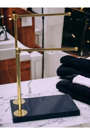 Dekoratif Havluluk Banyo Düzenleyici Siyah Kuvars Mermer - Gold - Bemdesign