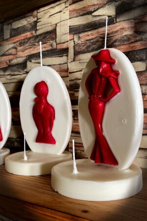 Dekoratif Hediyelik Tabanlı Kabartma Leydi Kadın Figürü Soya Wax 6'lı Mum Seti - 3