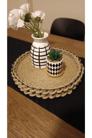 Dekoratif Jüt Hasır Metal Tel Örgülü Tepsi Sunumluk Kahve Tepsisi Dila29292929 - DİLAY HOME DESIGN