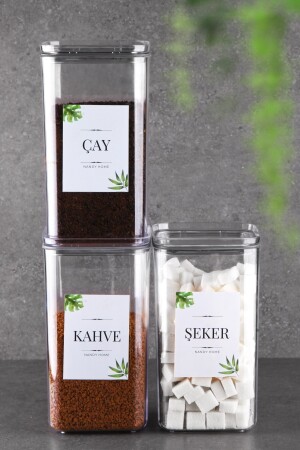 Dekoratif Kare 1,5 Lt Vakum Kapaklı 3'lü Set Çay, Şeker Ve Kahve Saklama Kutusu TYC00396005155 - 3