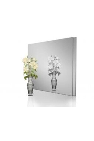 Dekoratif Kare Gümüş Ayna Pleksi Duvar Süsü Gümüş 2 Adet ( Yapışkanlı ) - 4