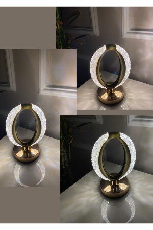 Dekoratif Kristal Şarjlı Oval Masa Lambası, Gold Led Abajur, Dokunmatik 3 Renk Modu KMT-11 - 7