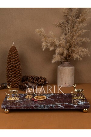 Dekoratif Mermer Dikdörtgen Ceylan Aılesı Detaylı Sunum Tepsısı Servis Tabağı DIKDORTGENCYLNAILESTABAK - MIARIK DESIGN & DEKORASYON