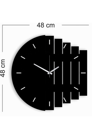 Dekoratif Modern Ahşap Duvar Saati Ritim 0093-SİYAH - 7