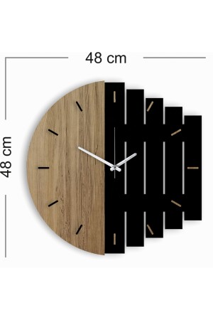 Dekoratif Modern Ahşap Duvar Saati Ritim 0093-SİYAH - 7