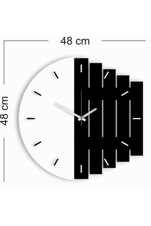 Dekoratif Modern Ahşap Duvar Saati Ritim 0093-SİYAH - 7