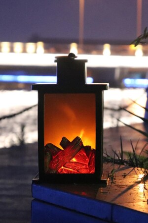 Dekoratif Nostaljik Gerçek Alev Görünümlü Işıklı Şömine Ateşi Pille Çalışan Led Şömine Gece Lamba - 7