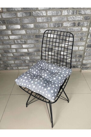 Dekoratif Pofidik Sandalye Minderi Özel Düğme Dikişili Bağcıklı 40x40cm - 1
