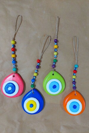 Dekoratif Renkli boncuklu Nazar Duvar Süsü 4 Adet - Incirop