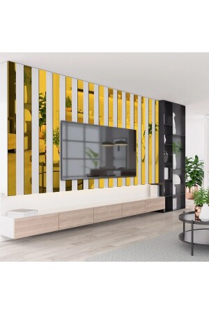 Dekoratif Şerit Altın Ayna Pleksi Duvar Süsü 5'li Paket (2-5×100cm) - Ata Pleksi