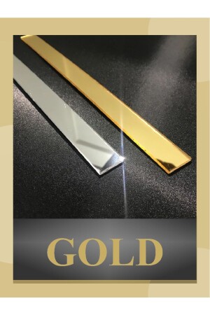 Dekoratif Şerit Gold Ayna Pleksi Duvar Süsü 2.5×120cm 5adet ( Yapışkanlı ) Hediyelidir - 1