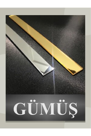 Dekoratif Şerit Gümüş Ayna Pleksi Duvar Süsü 2.5×120cm 5adet ( Yapışkanlı ) Hediyelidir - Homejamin