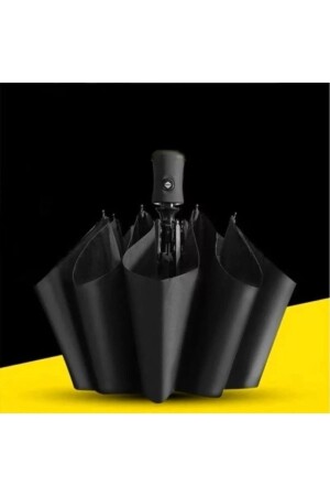 Dekoratif Şık Tasarımlı Hafif Yer Kaplamaz Şemsiye Siyah Tam Otomatik 8 Telli Kırılmaz Şemsiye ŞMS1111 - 1