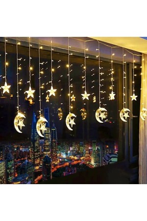 Dekoratif Süsleme Ay Yıldızlı Peri Led Perde Süsleme Işığı 3 Metre Yılbaşı Doğum Günü Ramazan Işığı - 1