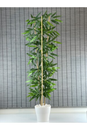 Dekoratif Yapay Yapraklı 3 Gövde Bambu Ağacı 110 Cm Yeni Ürün %100 Bambu - 1
