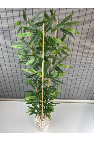Dekoratif Yapay Yapraklı 3 Gövde Bambu Ağacı 110 Cm Yeni Ürün %100 Bambu - 4