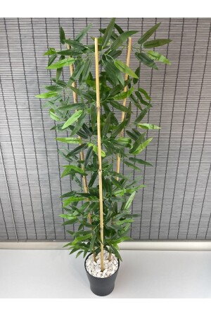 Dekoratif Yapay Yapraklı 3 Gövde Bambu Ağacı 110cm DEKO90EKO - 5