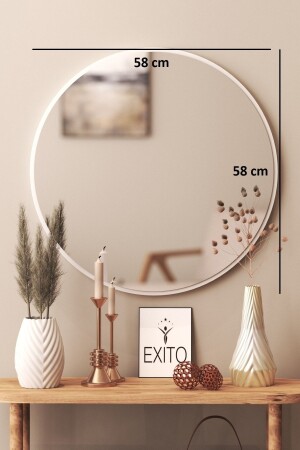 Dekoratif Yuvarlak Ayna Beyaz 60 Cm Antre Hol Wc beyaz 60 cm - 1