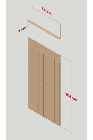 Dekorativ, Wandlatte, Wandpaneel aus Holz, lackierbar, roh, MDF, 54x105 (1 Stück) Wandpaneel 54 - 8