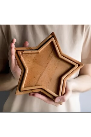 Dekorative 2-teilige Stern-Snackschüssel aus natürlichem Holz, Präsentationsteller, Stern-Snackschüssel-Präsentation - 2