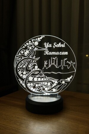 Dekorative Geschenk-LED-Tischlampe mit Ya Şehr-i Ramadan-Figur – batteriebetriebener Sockel - 2