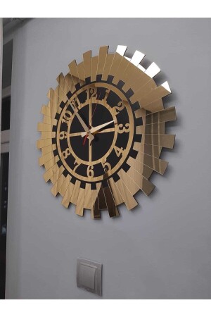 Dekorative goldene Luxus-Sonnenwanduhr aus modernem verspiegeltem Plexiglas mit türkischen Ziffern 50 x 50 3800250 - 11