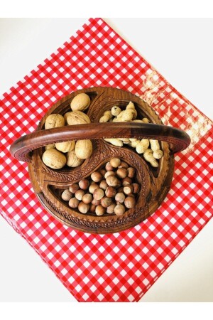 Dekorative, handgefertigte, faltbare Snack- und Obstschale aus Holz, 30 cm - 7