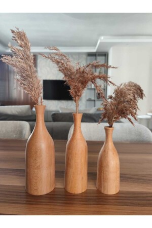 Dekorative Holzvase, Blumentopf, 3er-Set, Größe 20 cm, 18 cm, 15 cm - 3